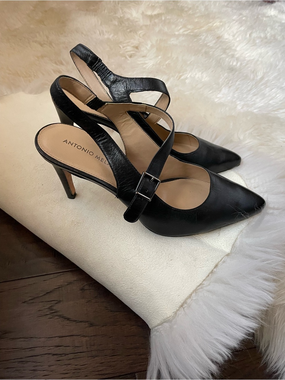 Antonio Milano black leather Mary Jane pumps